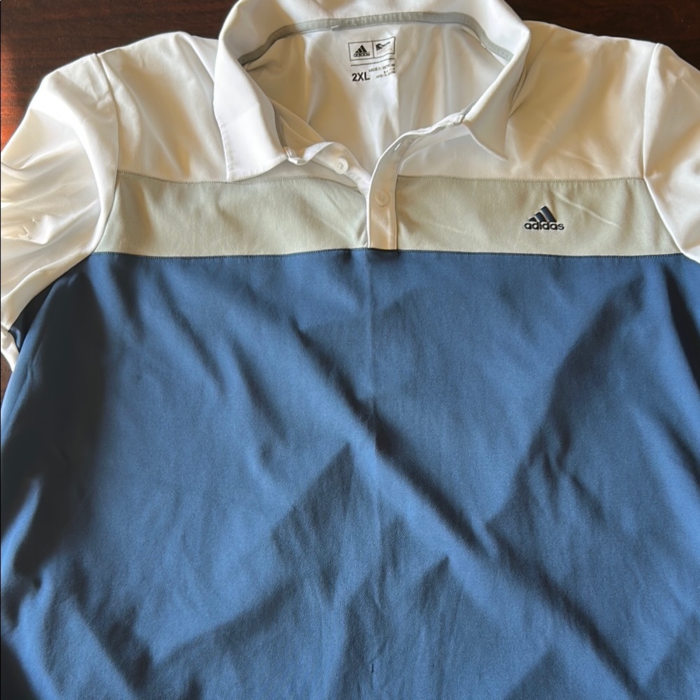 Adidas Men's Golf Shirt in Blue and White